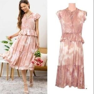 Blu Pepper Pink Tie-Dye Midi Dress